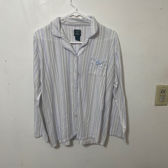 Laura Ashley Other - Laura Ashley Pajama Set Women's Size L Striped Button Top Pants Lounge Sleepwear